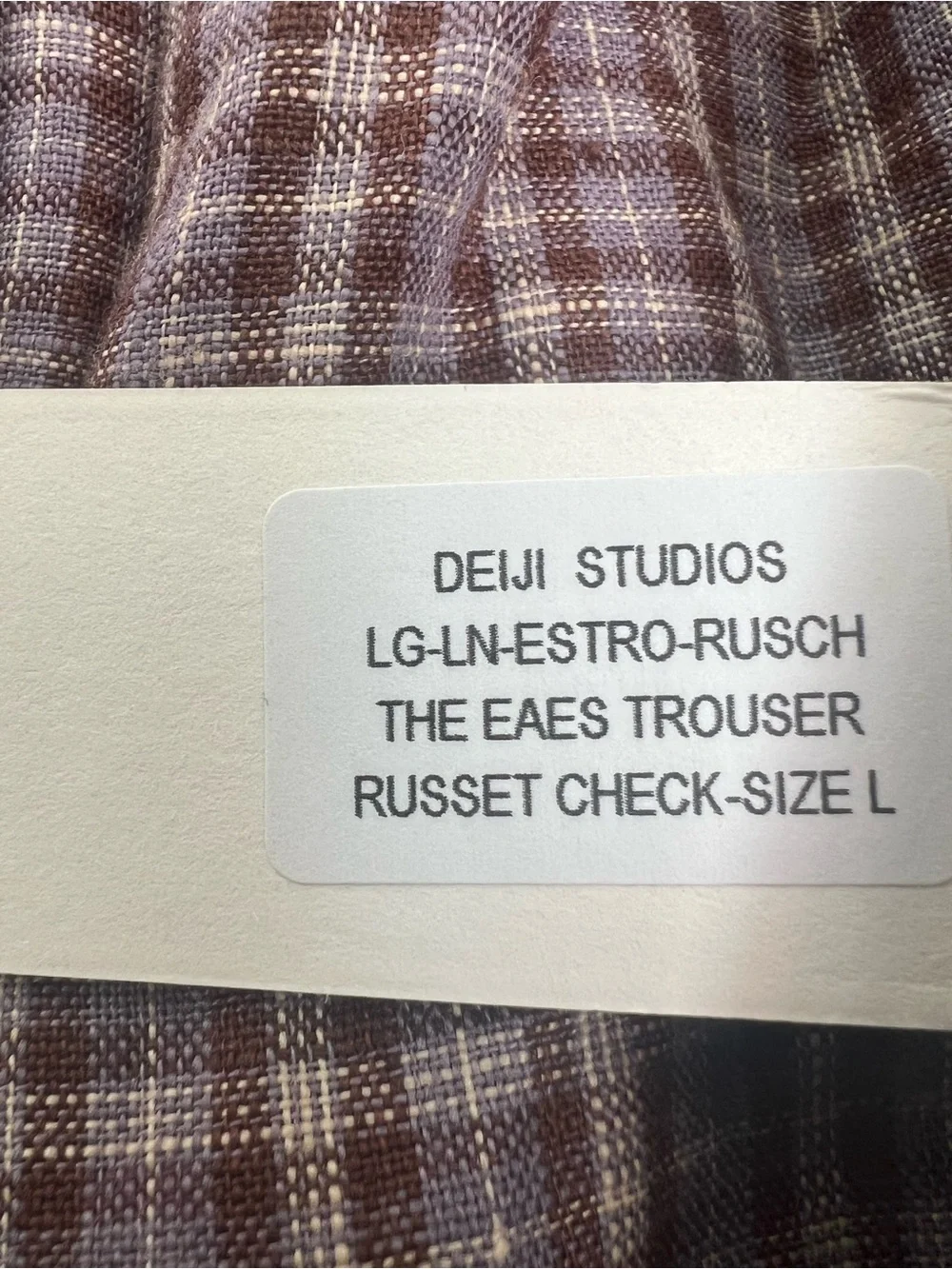 NWT Deiji Studios Ease Trousers in Russet Check - Size Large - Picture 7 of 7